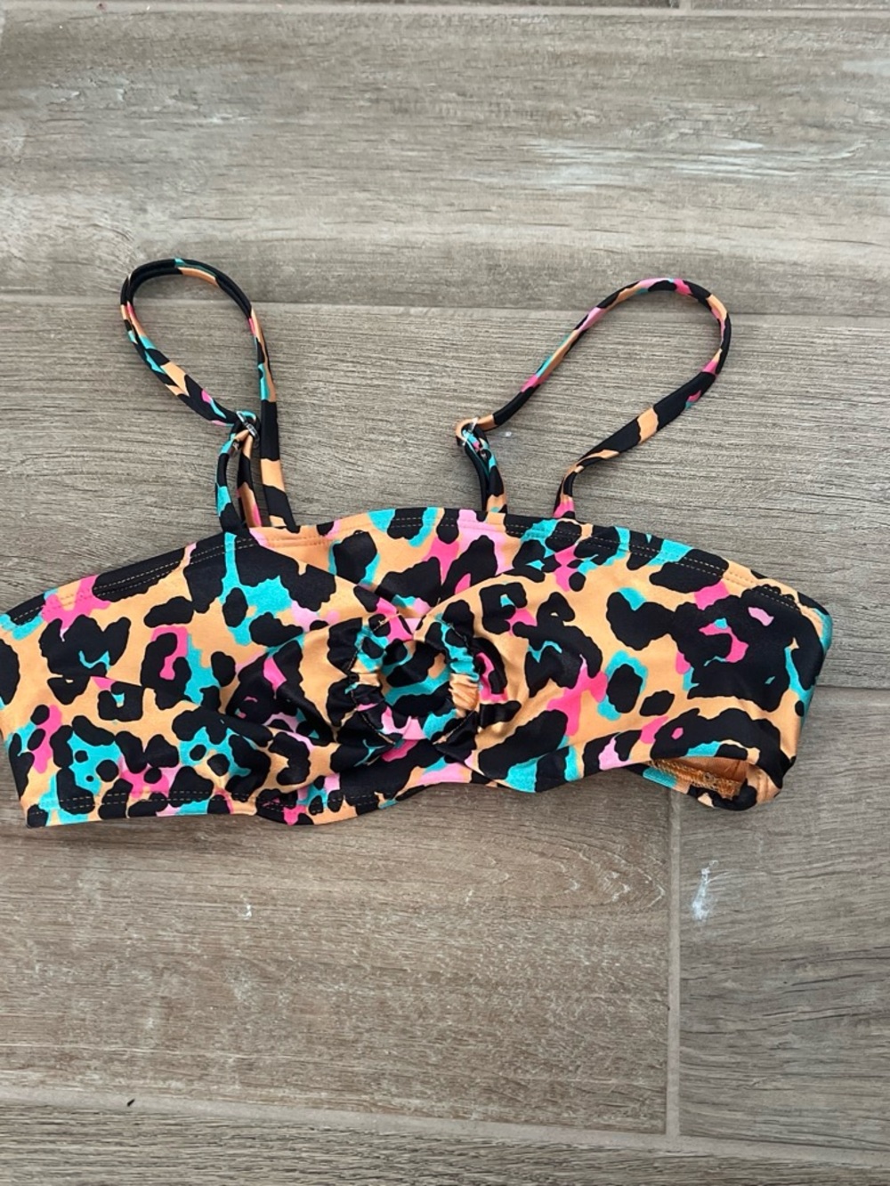 Target Kids Leopard Print Bikini Top in Black, Pink, Teal, Peach